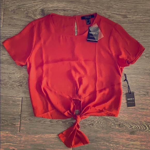 Forever 21 Tops - NWT Forever 21 orange dressy knot tie medium top